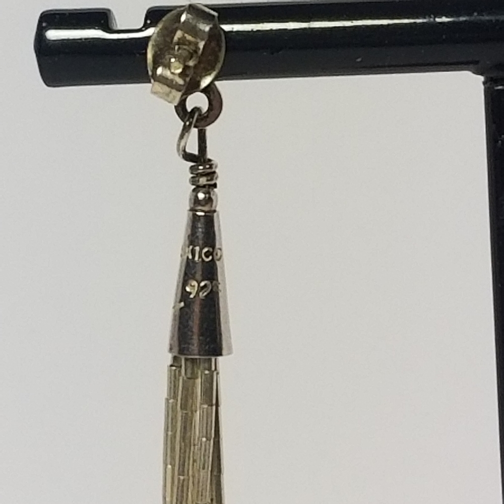 Vtg STERLING SILVER DANGLE PEARLS STUD EARRING - Picture 7 of 8